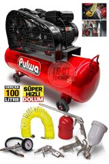 Çift Pistonlu 100 Litre 8 Bar / 2hp  Yağlı Sesli Süper Hızlı Dolum Kompresör Havalı Set
