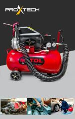 En Çok Tercih Edilen 2HP 50 Litre 8Bar Boya ,Lastik Hava Kompresörü 15Mt Spiral Hortum Stoper Kit