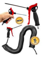 YENİ NESİL 15 Metre Yüksek Kalite Kompresör Spiral Hava Hortumu 8 mm 15 mt  Hava Tabancası Set