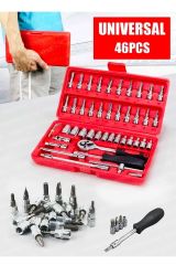 PRO 58 Parça Lokma Takımı Otomatik Cırcırlı 1/4'' 12 Parça Kombine Açık Ağız-yıldız Anahtar Takım