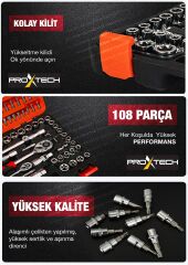 Profesyonel 108 Parça  Çok Fonksiyonlu  1/2 Ve 1/4 Cırcırlı Lokma Anahtar Takımı Bits Uç Full Set