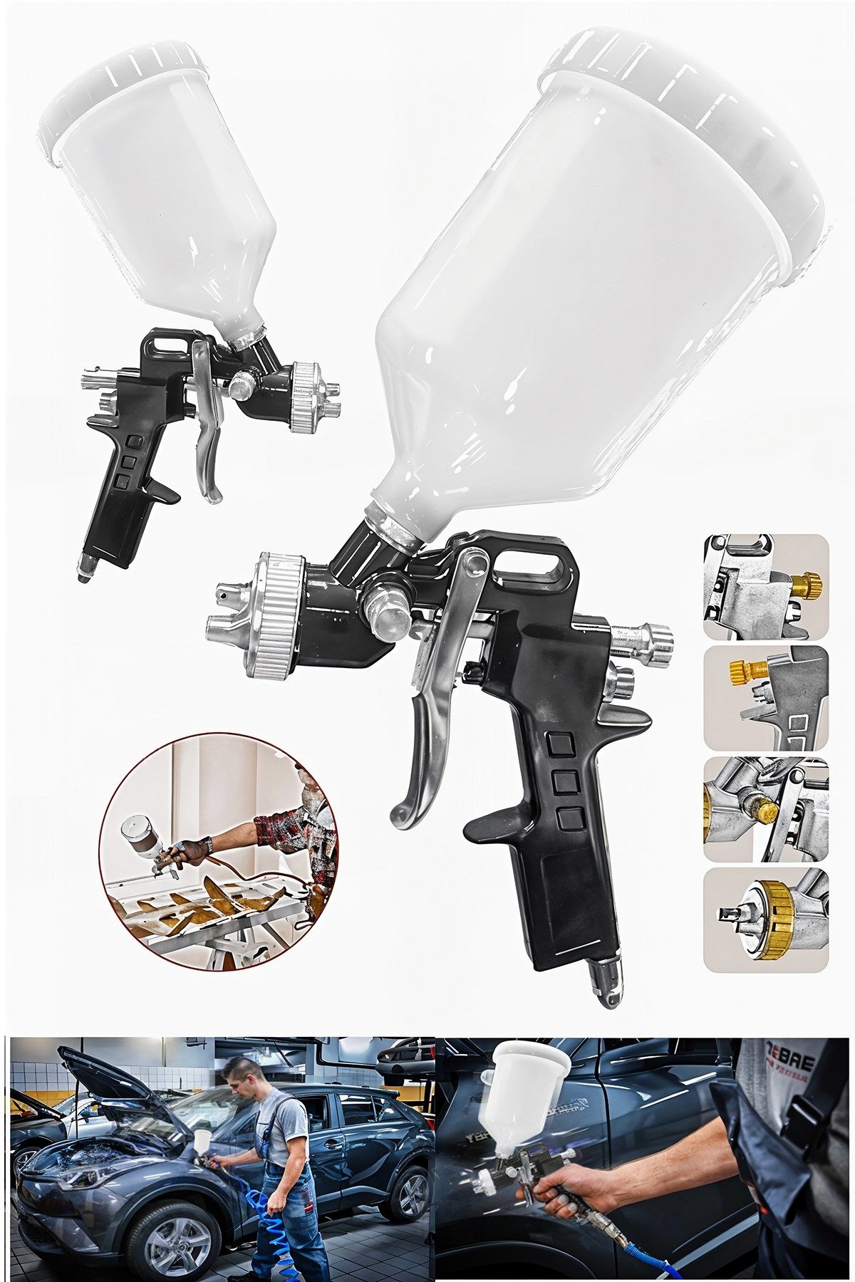 Damlatmaz Pro Seri Üstten Depolu Profesyonel 600 cc Boya Sprey Tabancası 1.8mm