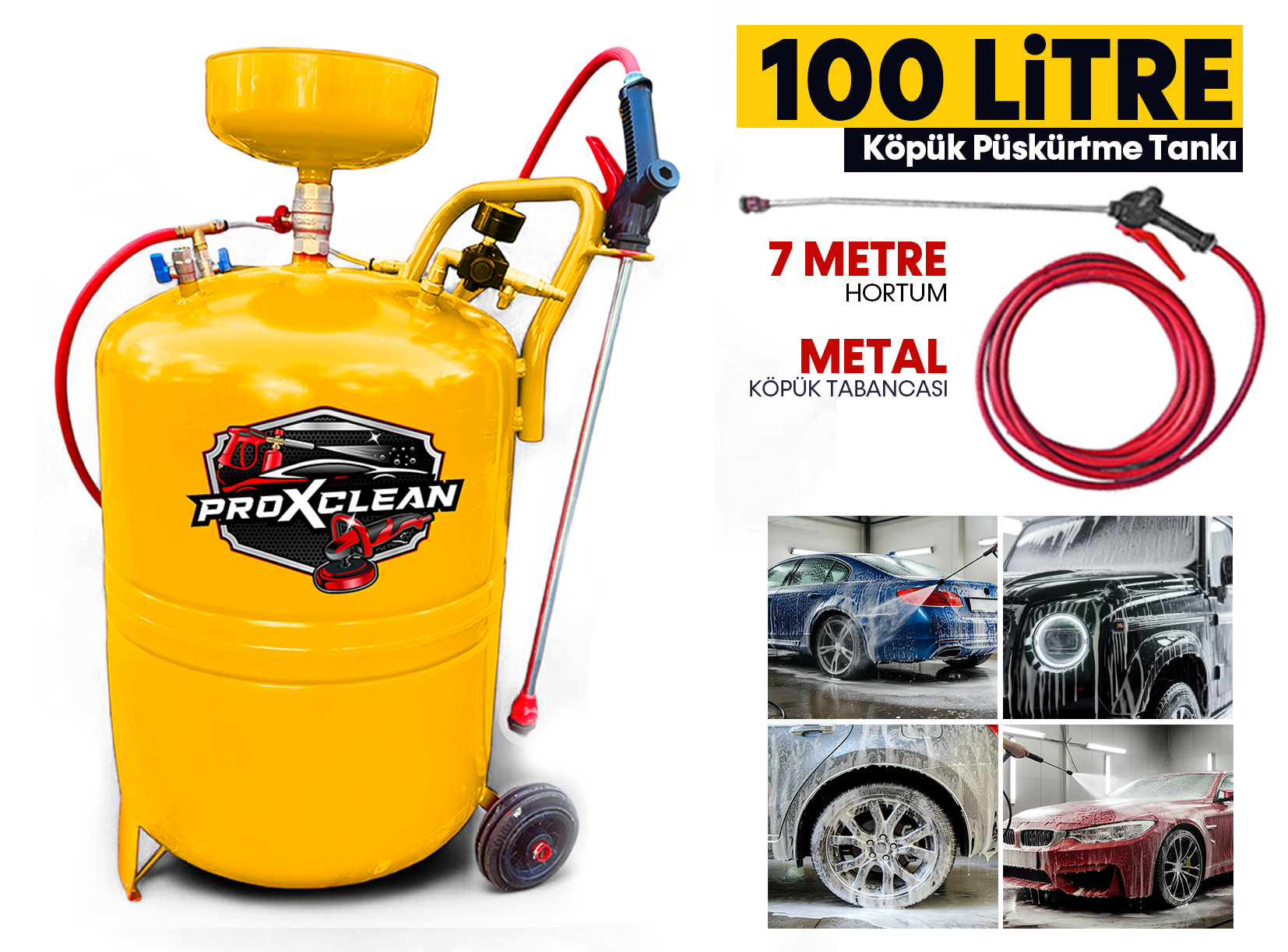 Profesyonel 100 Litre Kalın Metal Köpük Püskürtme Köpük Tankı