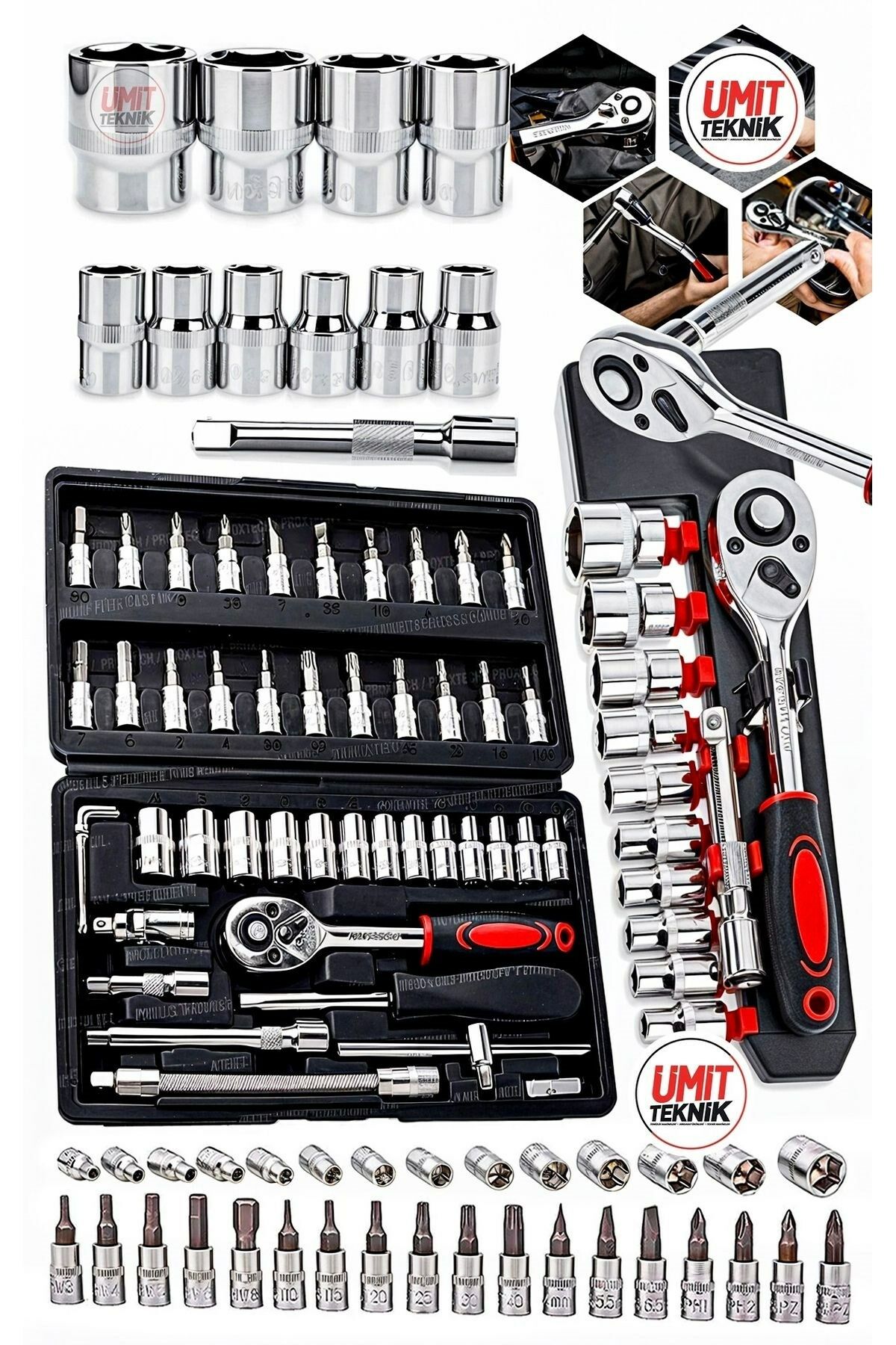 Germany 58 Parça 12 Kombin Anahtar Cr-v Max 1/4 Cırcırlı 46 Parça Lokma Takım Set