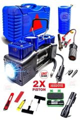 Ağır Hizmet 12V 150PSI Çift Silindirli Çantalı  Oto Kamyon Lastik Şişirme Hava Kompresörü