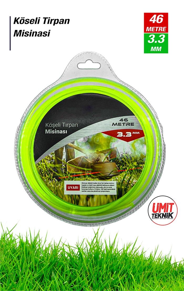 Çok Fonksiyonl Köseli Tirpan Misinasi Motorlu Tırpan Ot Çim Biçme Universal Misine  46 METRE 3.3 MM