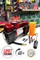 Combo  12V 150PSI Ağır Hizmet Çift Silindirli Çantalı Hava Kompresörü 1500KG  Cırcırlı Kriko Set