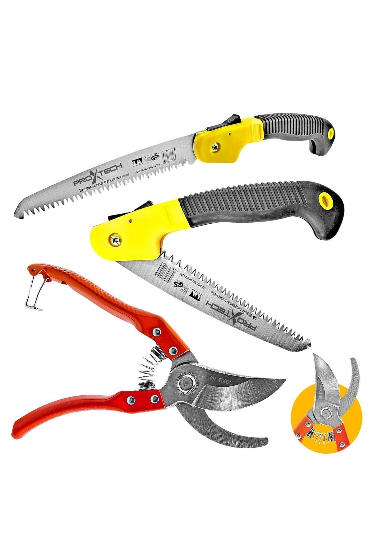 Proxtech Katlanabilir Emniyetli Cep Bahçe Budama Testeresi 180 mm  Dal Budama Makası  2li Set