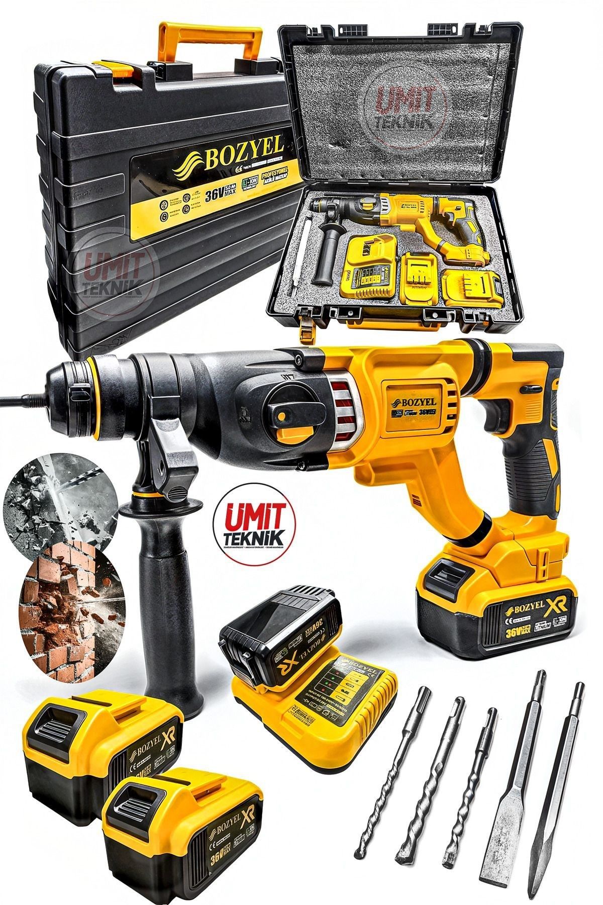 Darbeli ProHilti  36W Turbo Motor Şarjlı Kırıcı Delici Matkap Hilti Darbe Emici 2-28 Pro Çanta Set