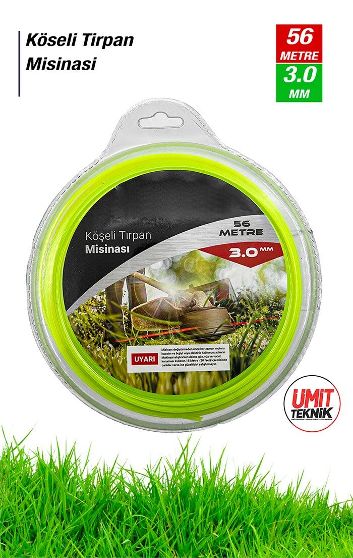 Çok Fonksiyonlu Köseli Tirpan Misinasi Motorlu Tırpan Ot Çim Biçme Universal Misine  56  Mtre3.0 MM